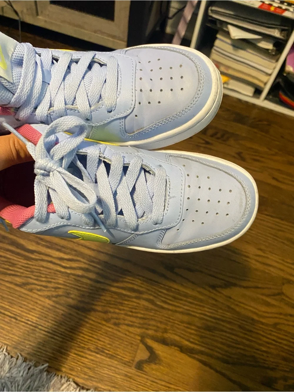 Nike Pastel Blue Low-Top Sneaker with Neon Yellow Swoosh